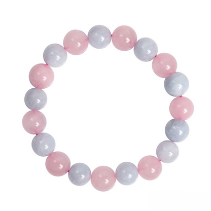 Bracelet en Quartz Rose et Aigue Marine