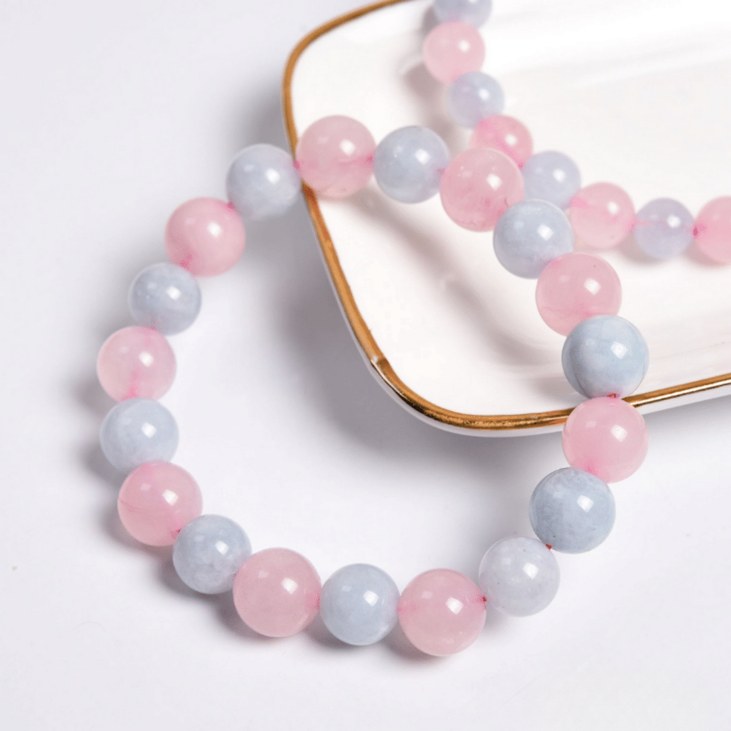 Bracelet en Quartz Rose et Aigue Marine