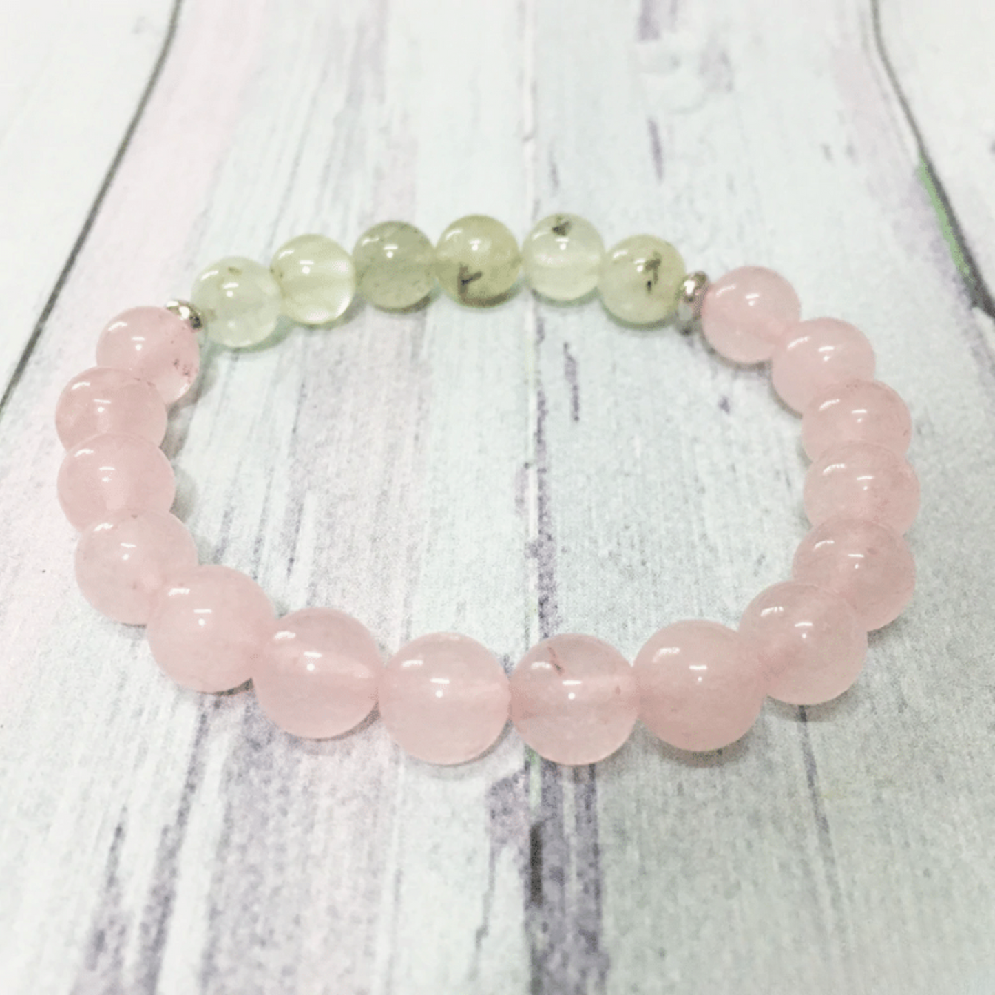 Bracelet en Quartz Rose et Préhnite