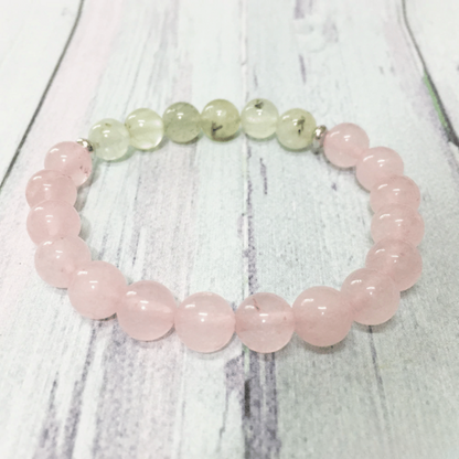 Bracelet en Quartz Rose et Préhnite