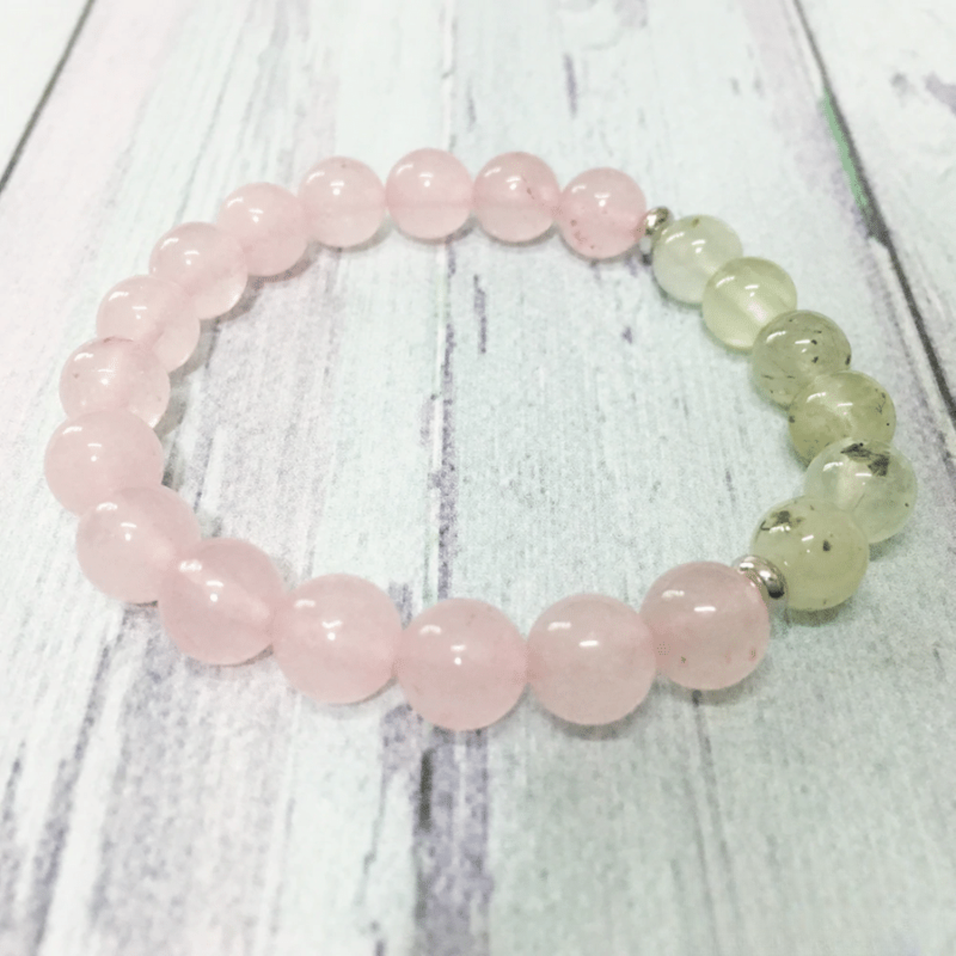 Bracelet en Quartz Rose et Préhnite
