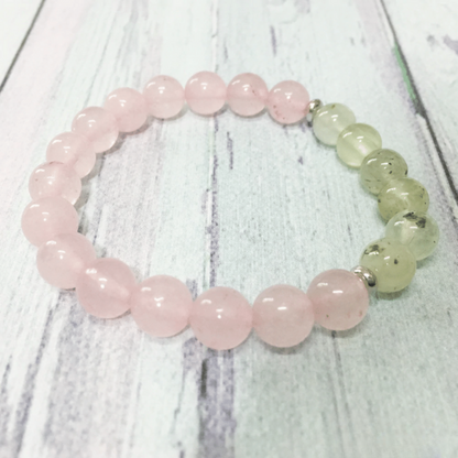 Bracelet en Quartz Rose et Préhnite
