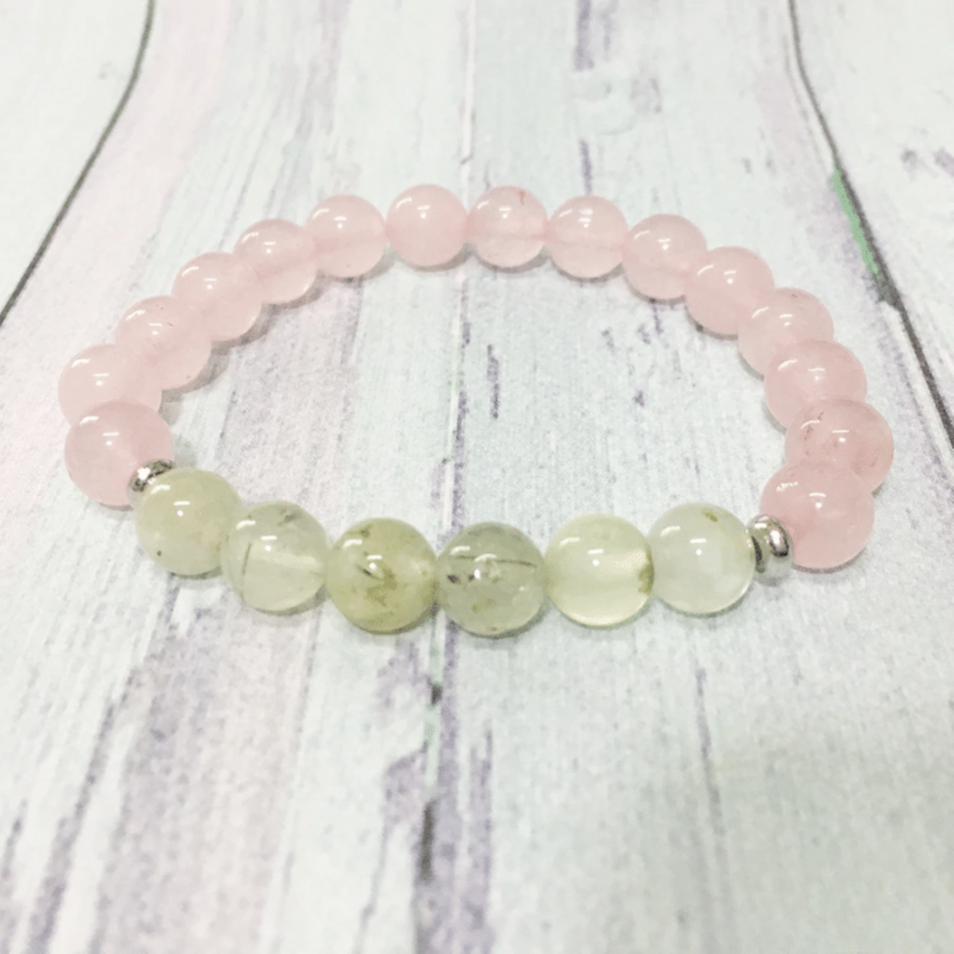 Bracelet en Quartz Rose et Préhnite