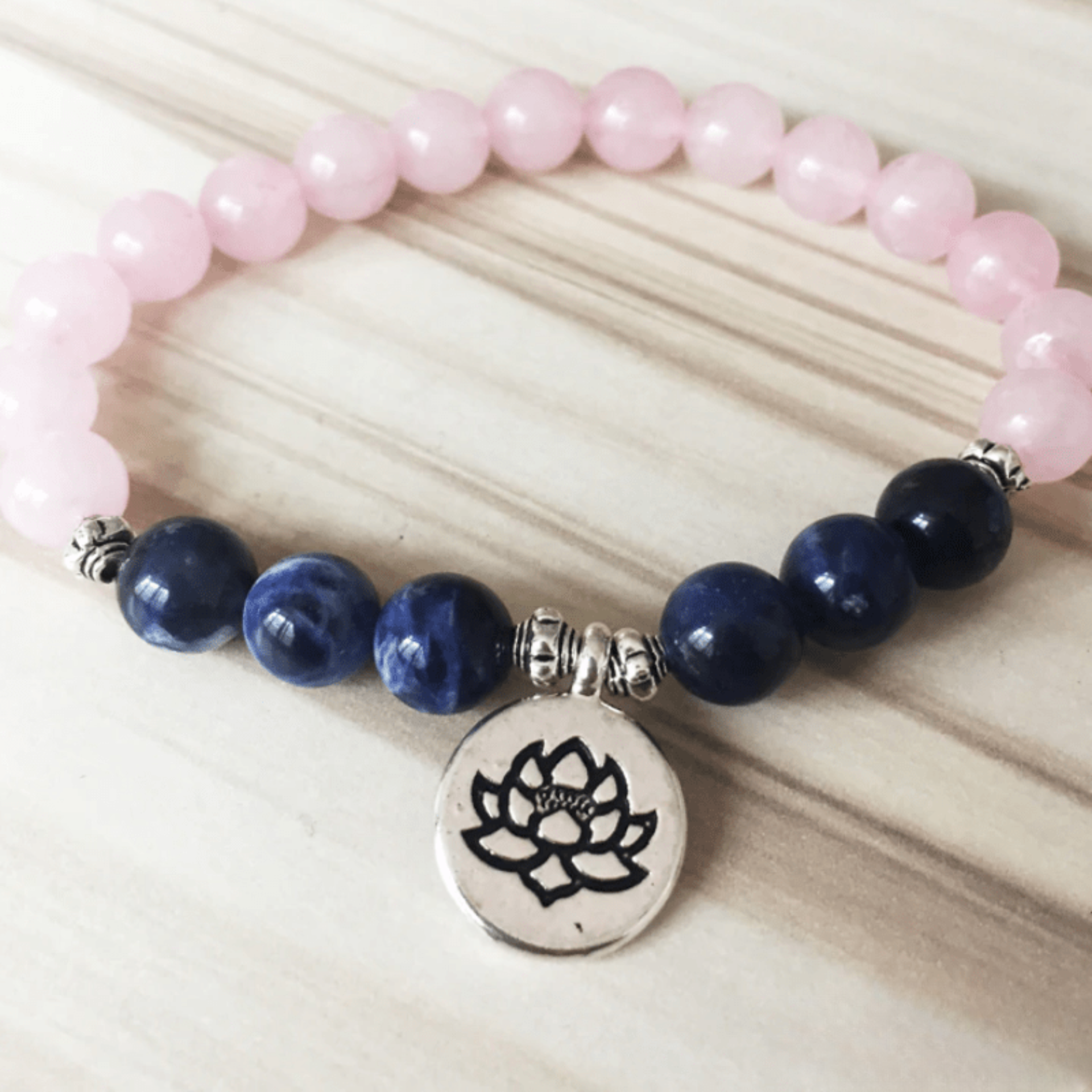 Bracelet en Quartz Rose et Sodalite