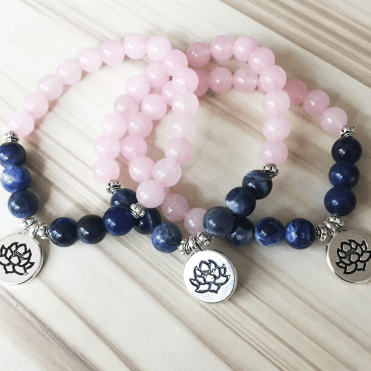 Bracelet en Quartz Rose et Sodalite