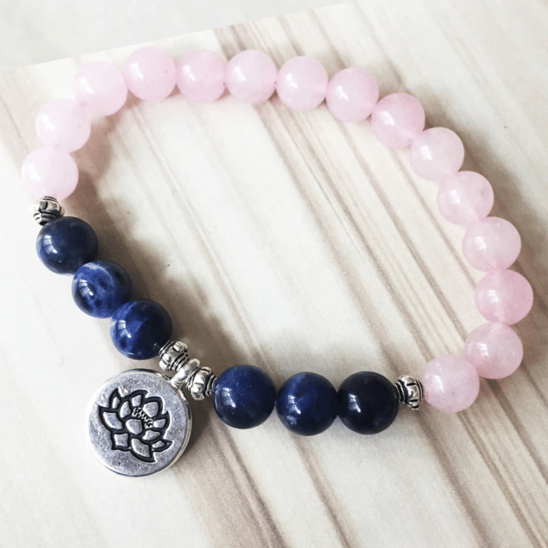 Bracelet en Quartz Rose et Sodalite