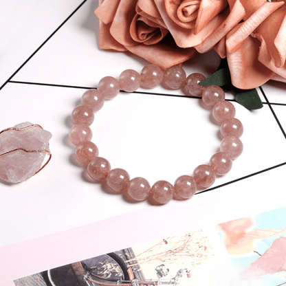 Bracelet en Quartz Rose Fraise