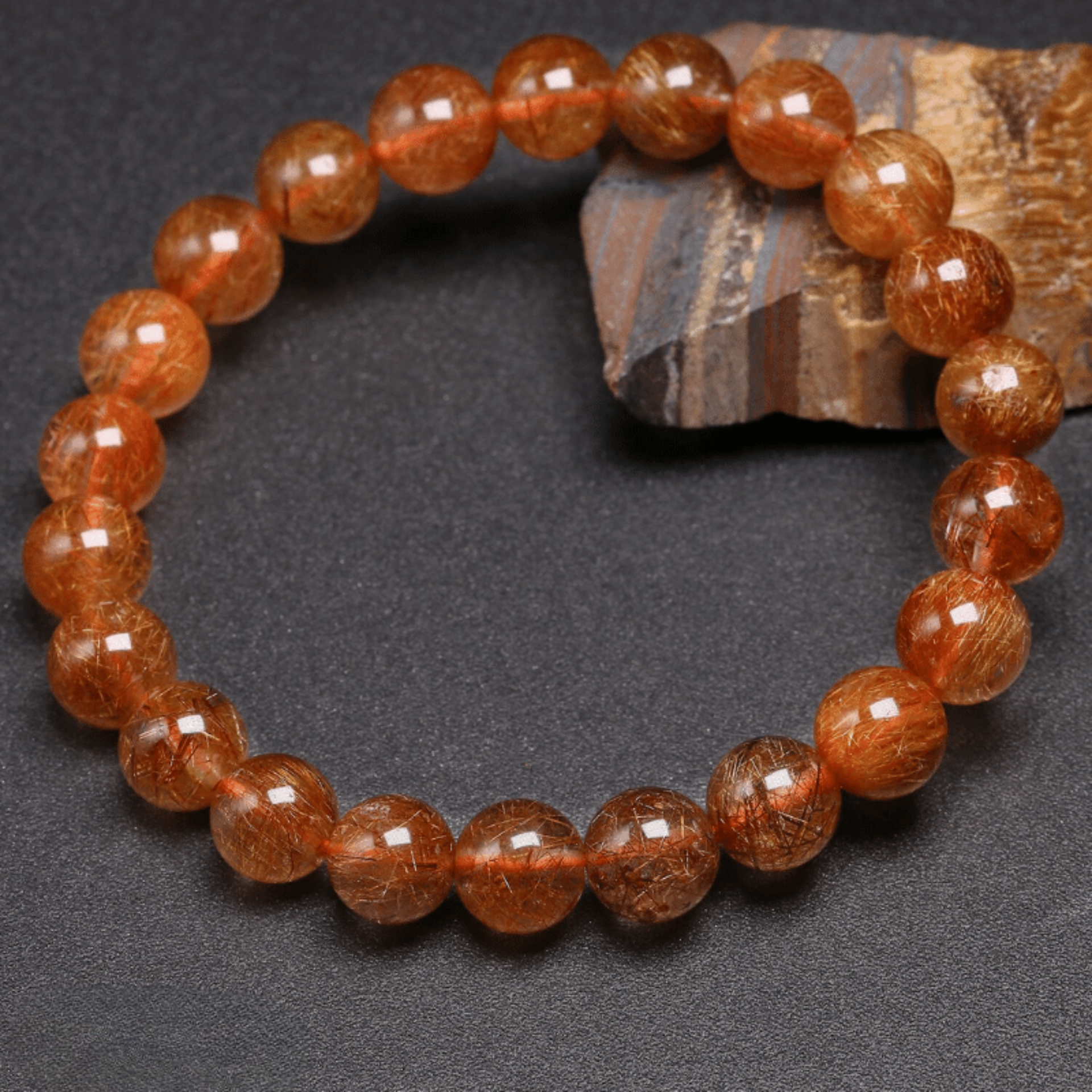 Bracelet en Quartz Rutile Orange Qualité AAA+