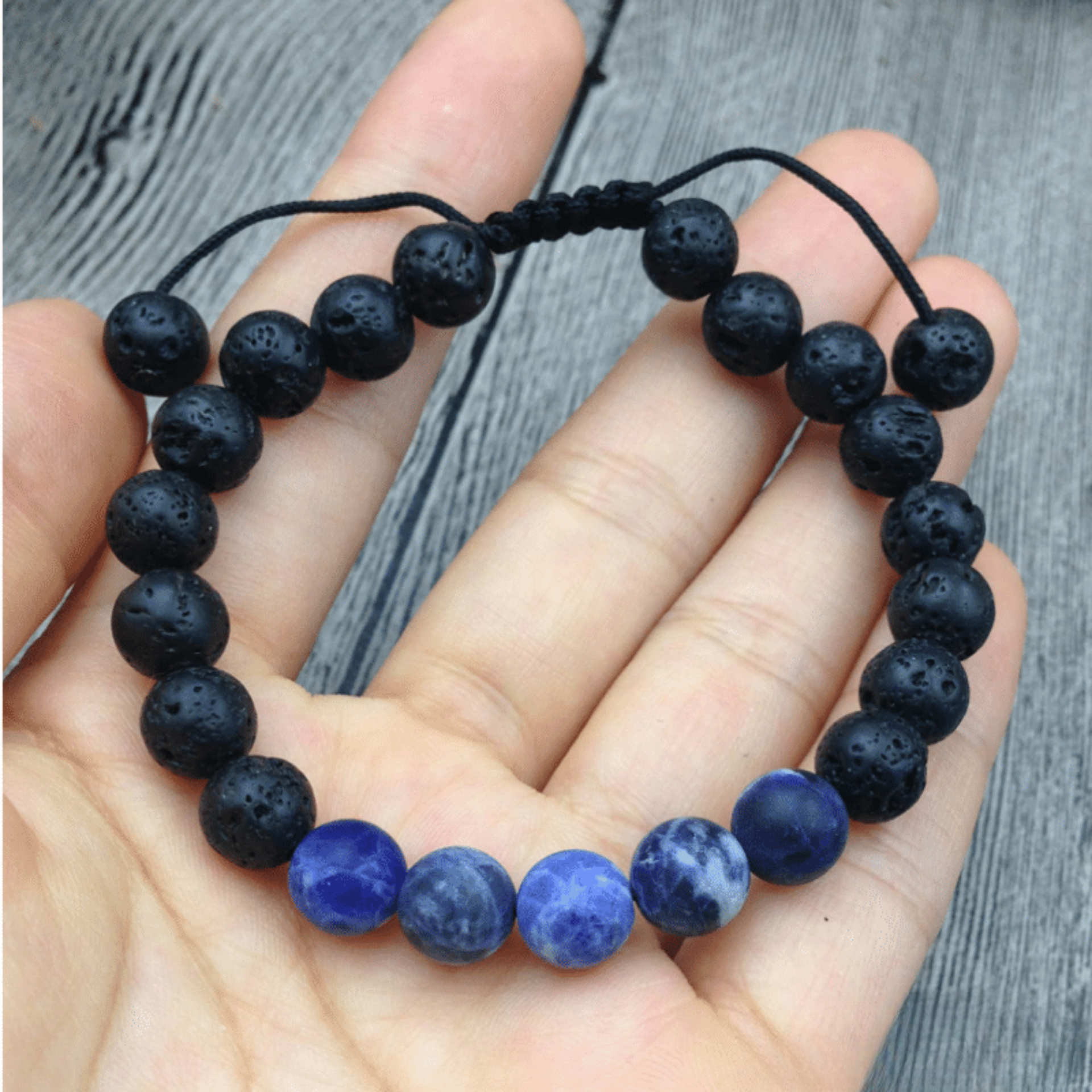 Bracelet en Sodalite et Pierre de Lave