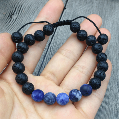 Bracelet en Sodalite et Pierre de Lave