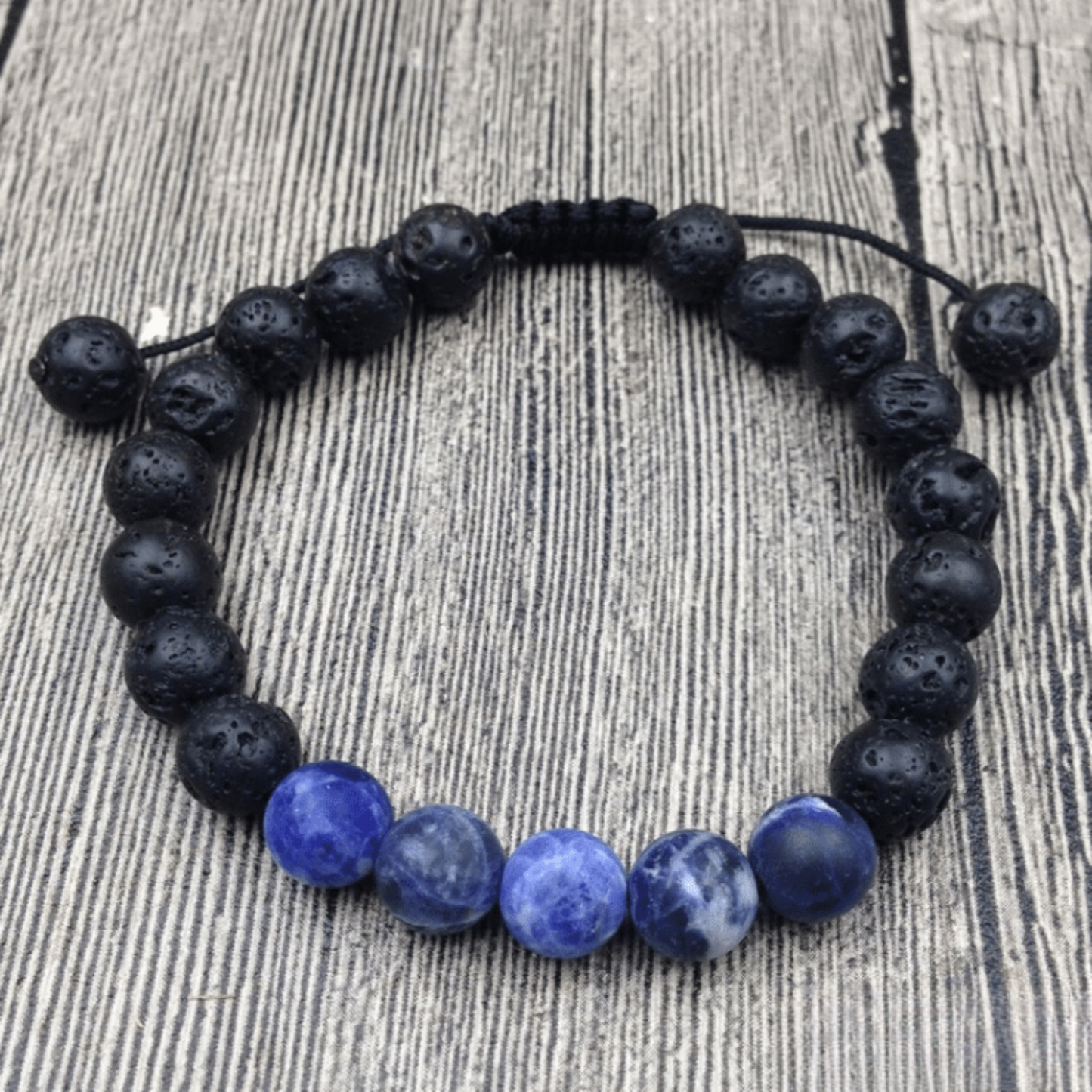 Bracelet en Sodalite et Pierre de Lave
