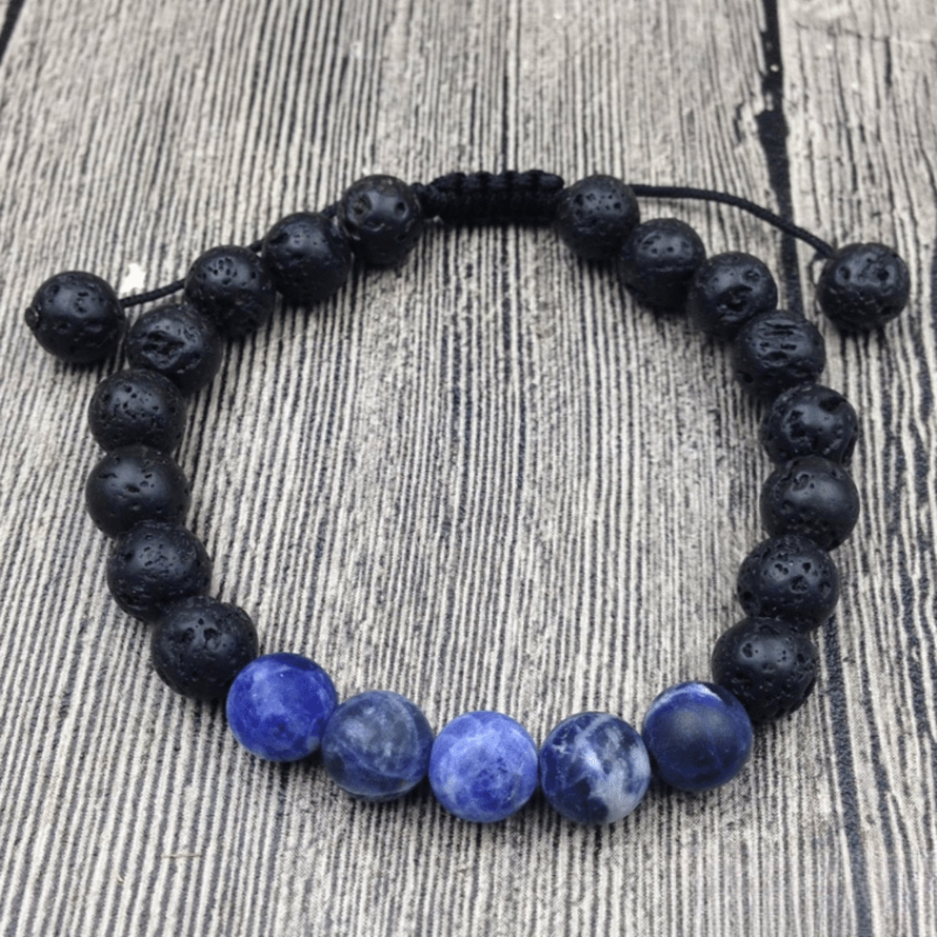 Bracelet en Sodalite et Pierre de Lave