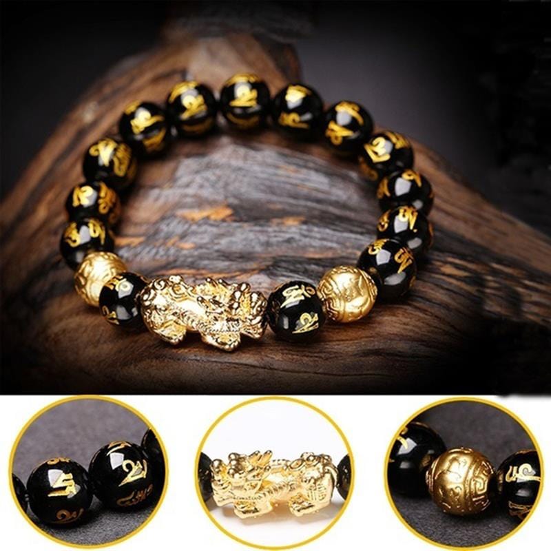 Bracelet Feng Shui en Obsidienne Noire