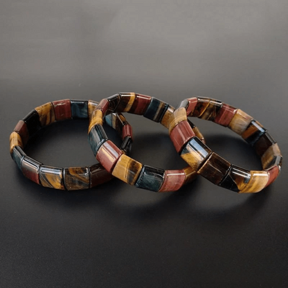 Bracelet Jonc en Oeil de Tigre, Taureau et Faucon