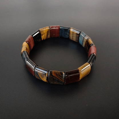 Bracelet Jonc en Oeil de Tigre, Taureau et Faucon