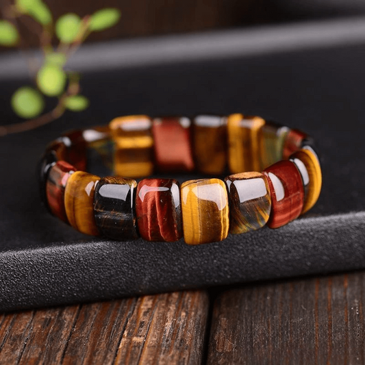 Bracelet Jonc en Oeil de Tigre, Taureau et Faucon