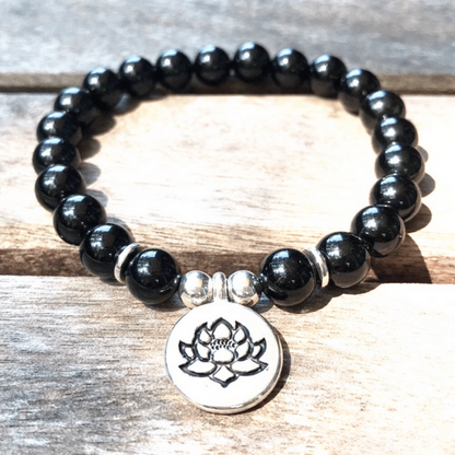 Bracelet Lotus en Tourmaline Noire