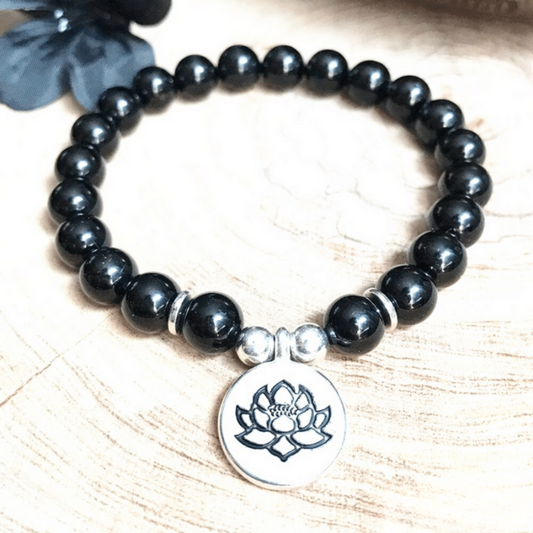 Bracelet Lotus en Tourmaline Noire