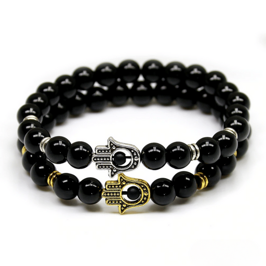 Bracelet Main de Fatma en Onyx Noir