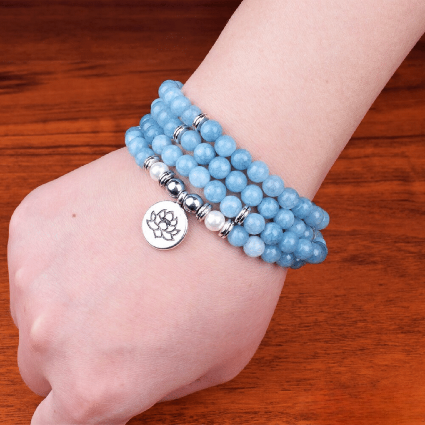 Bracelet Mala 108 Perles en Angélite