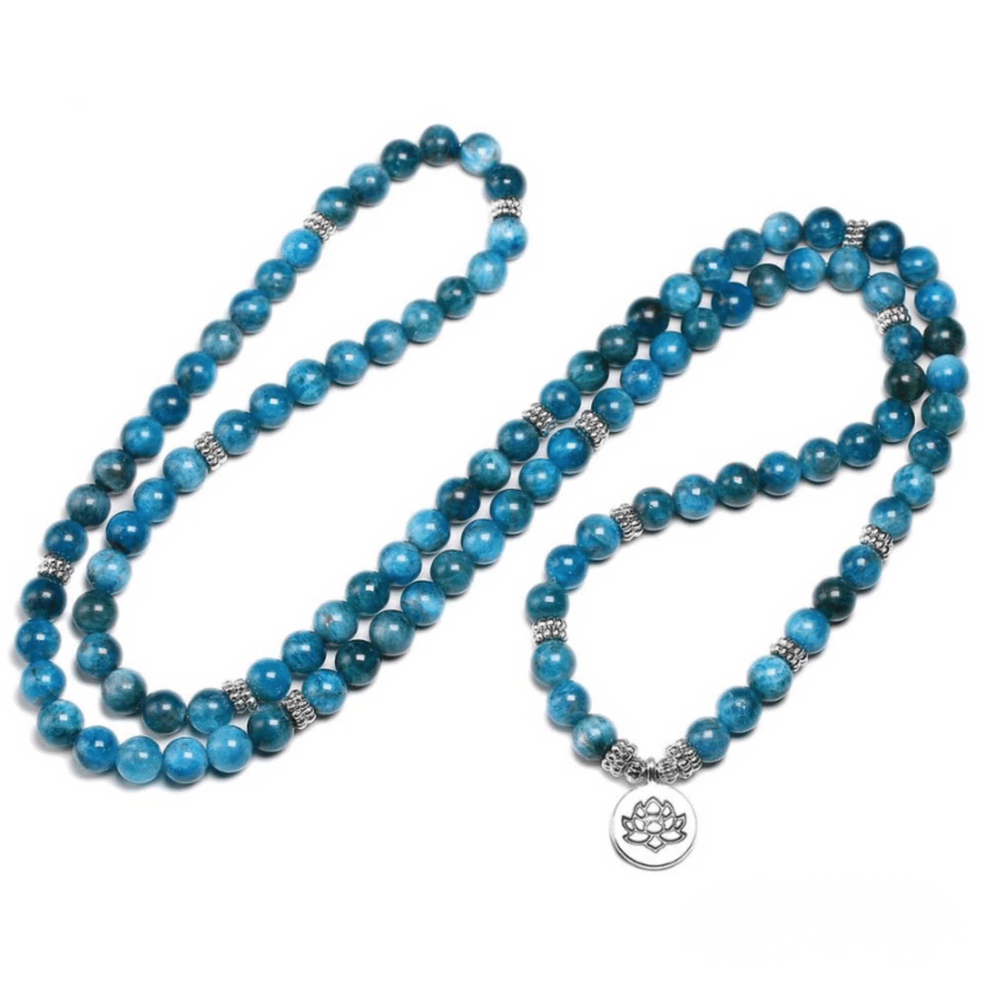 Bracelet Mala 108 Perles en Apatite Bleue