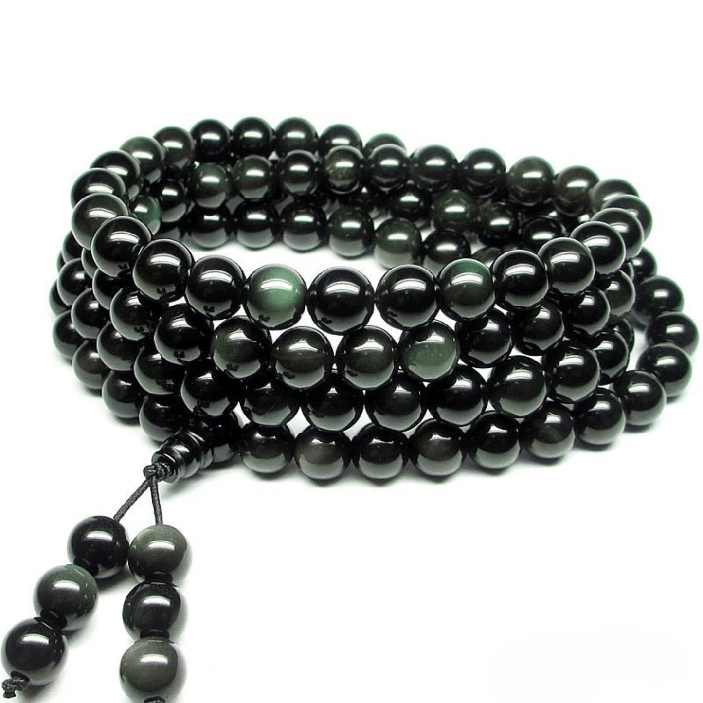 Bracelet Mala 108 Perles en Obsidienne Oeil Céleste