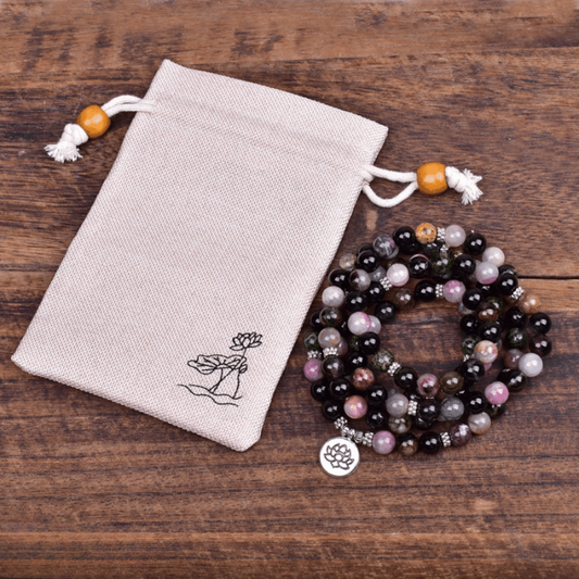Bracelet Mala 108 Perles en Tourmaline Multicolore