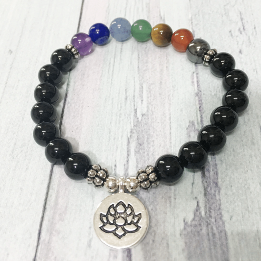 Bracelet Mala 7 Chakras en Tourmaline Noire