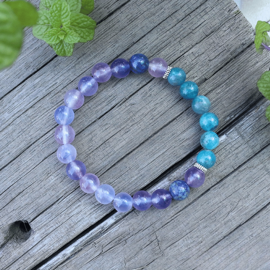 Bracelet Mala en Améthyste, Apatite et Lapis Lazuli