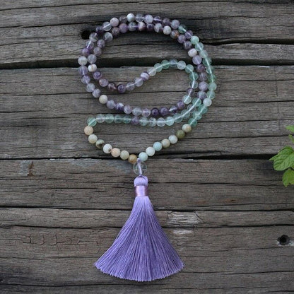 Bracelet Mala en Améthyste, Fluorite et Amazonite