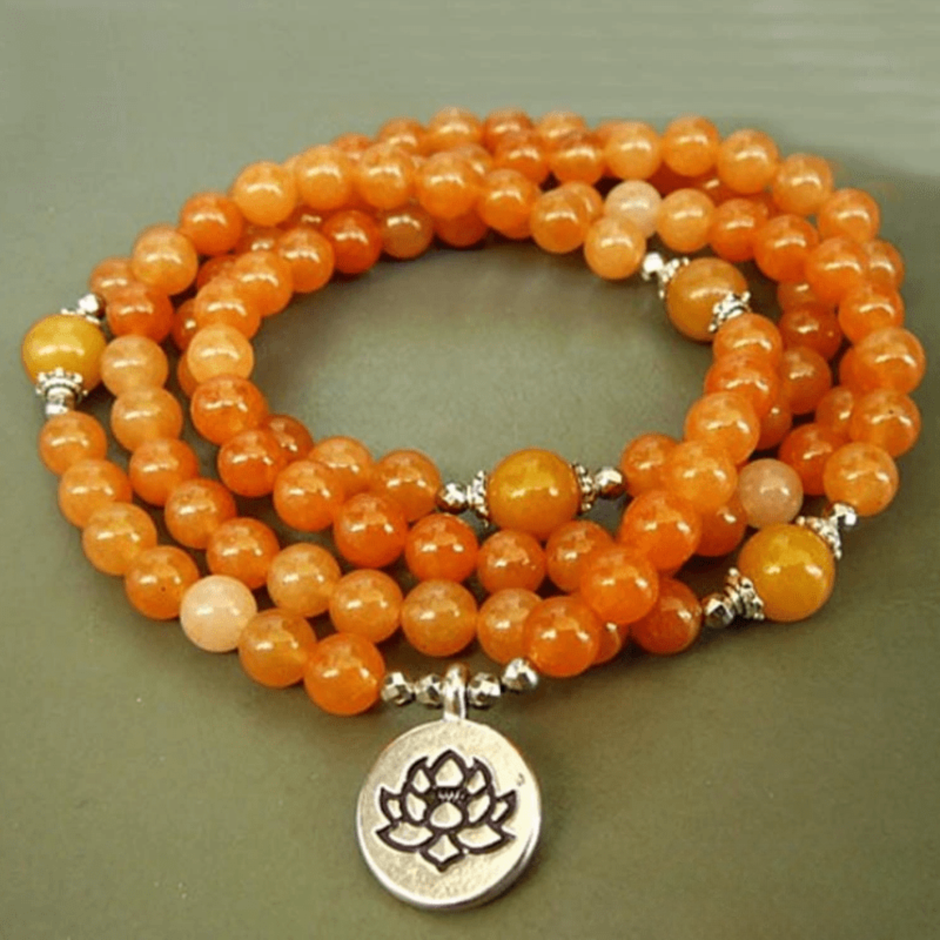 Bracelet Mala en Aventurine Orange