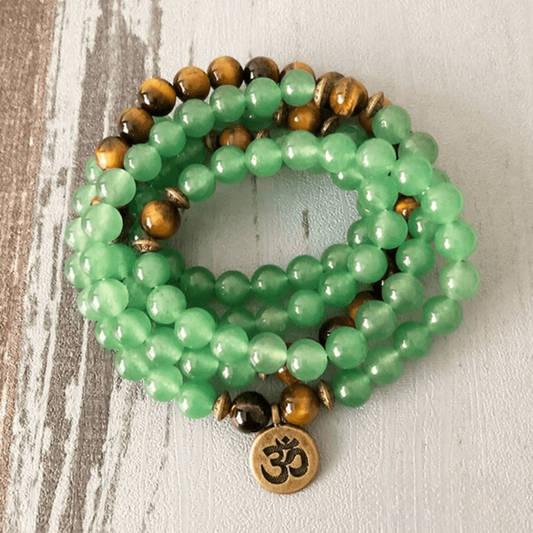 Bracelet Mala en Aventurine Verte et Oeil de Tigre
