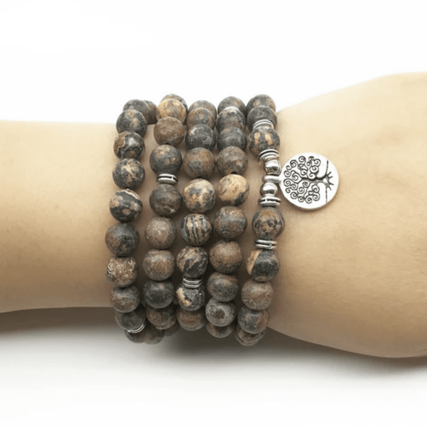 Leopard Jasper Mala Bracelet