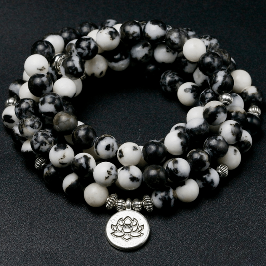 Bracelet Mala en Jaspe Zèbre Noir