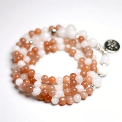 Bracelet Mala en Pierre de Lune et Pierre de Soleil