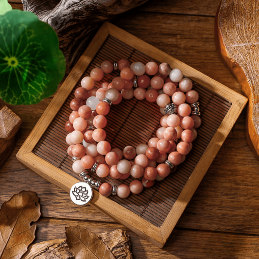 Bracelet Mala Lotus en Aventurine Rose