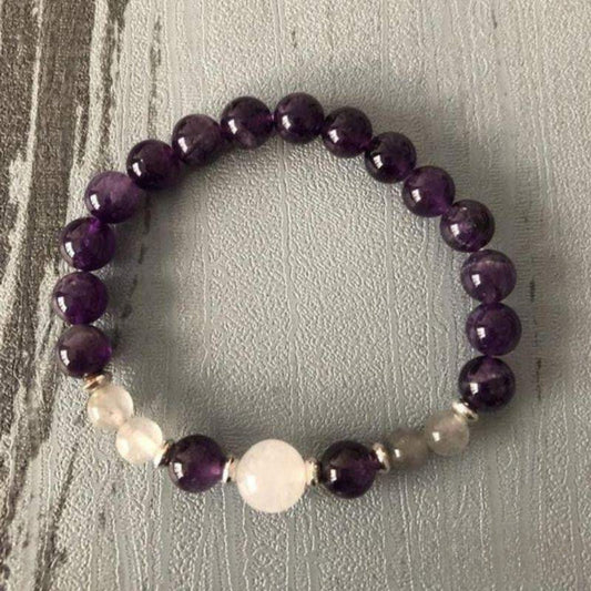 Selenite, Amethyst and Labradorite Bracelet