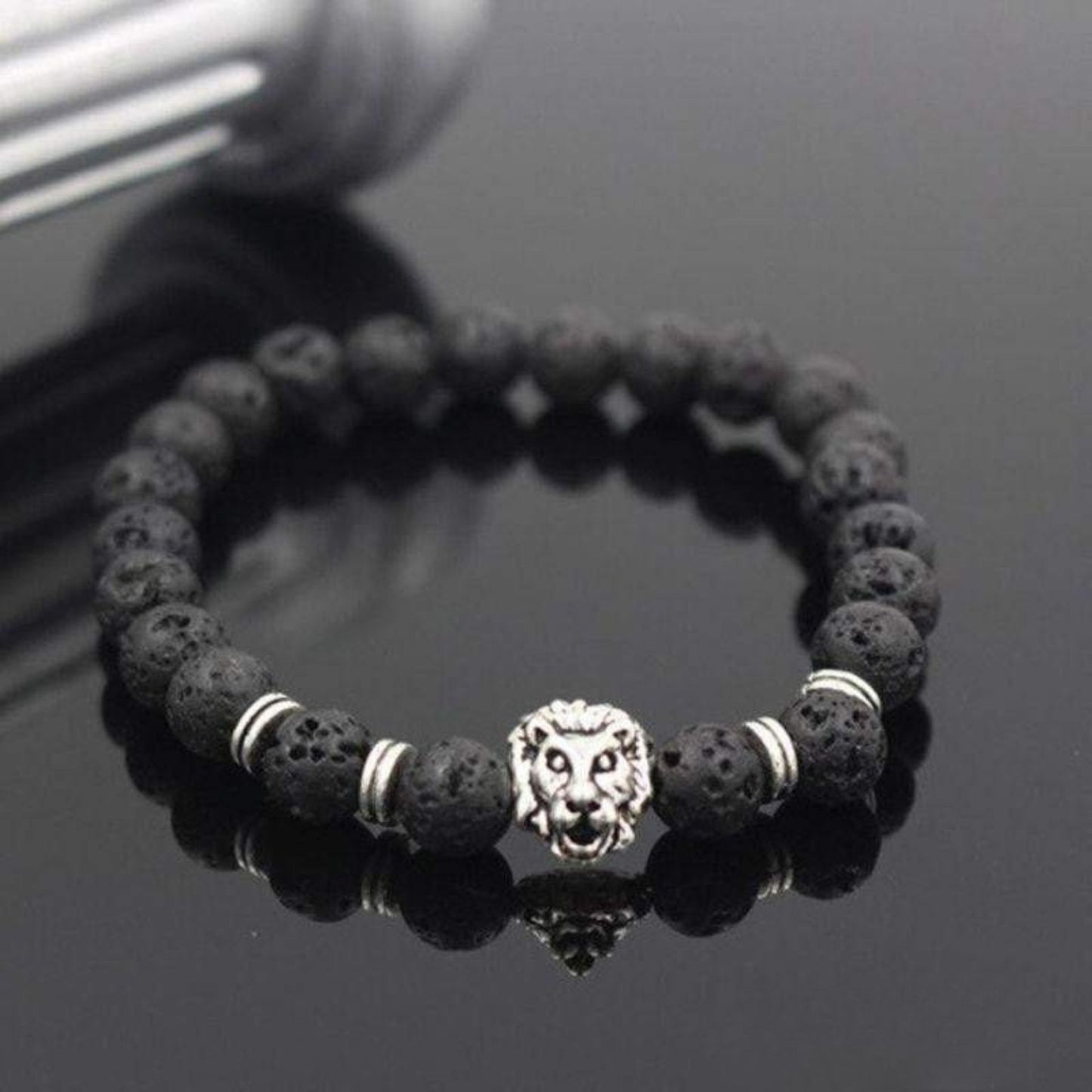 Lava Stone Lion Head Bracelet