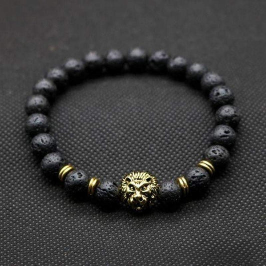 Lava Stone Lion Head Bracelet