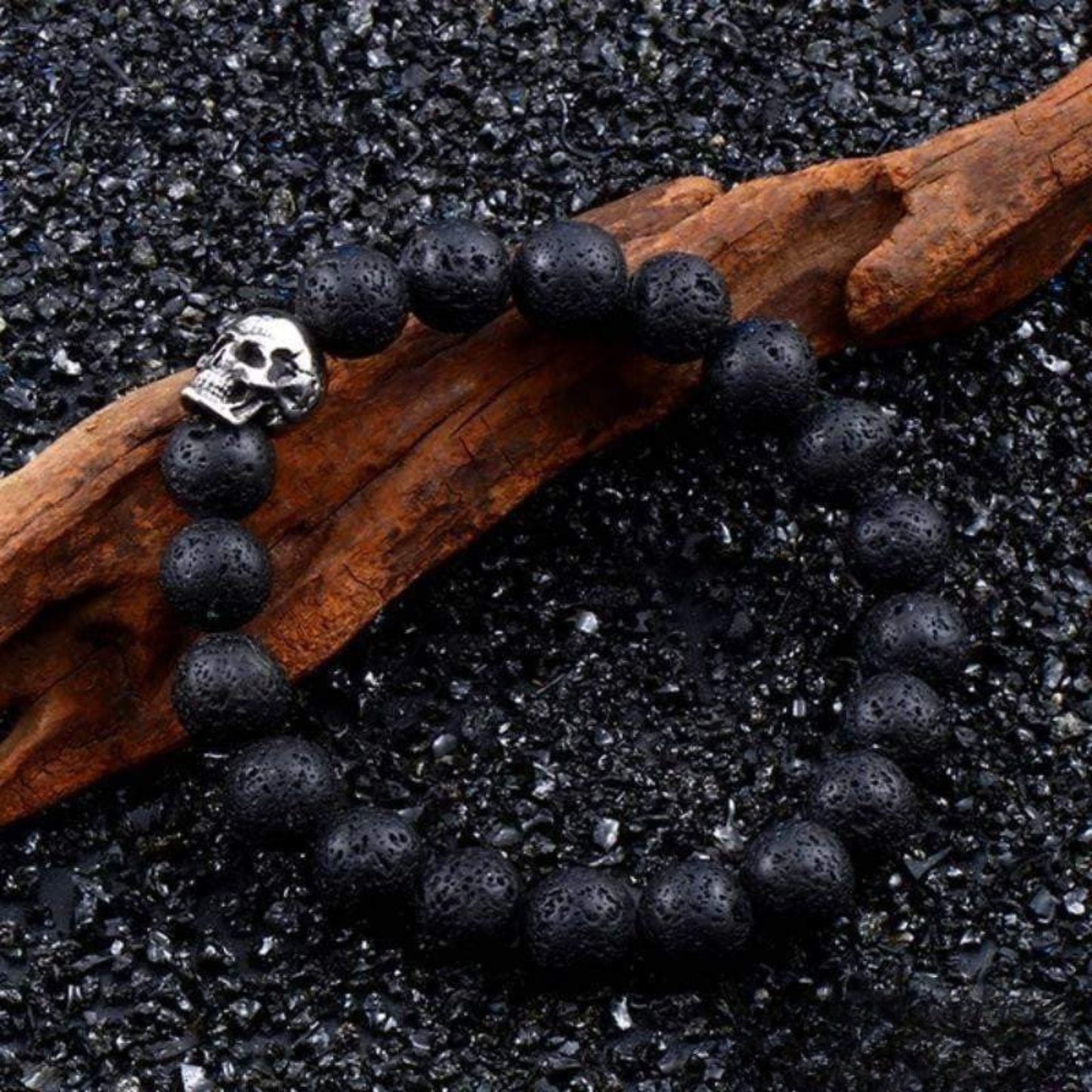 Lava Stone Skull Bracelet