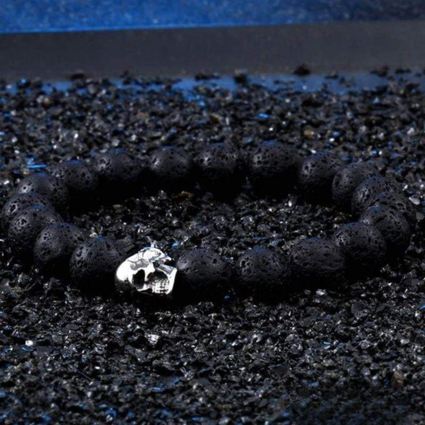 Lava Stone Skull Bracelet