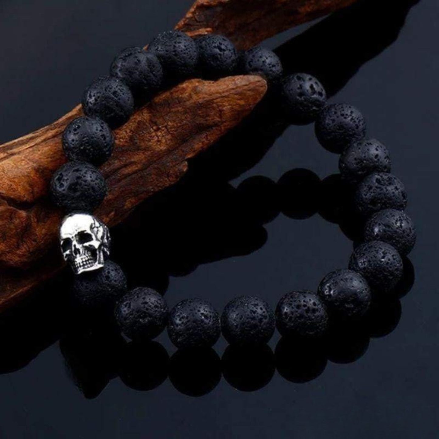 Lava Stone Skull Bracelet