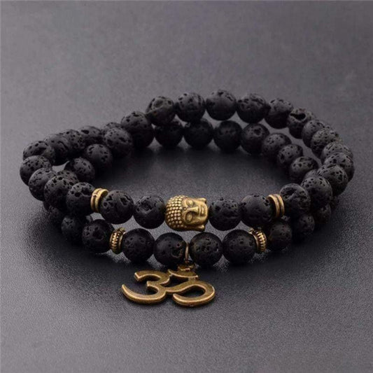 Tibetan double lava stone bracelet