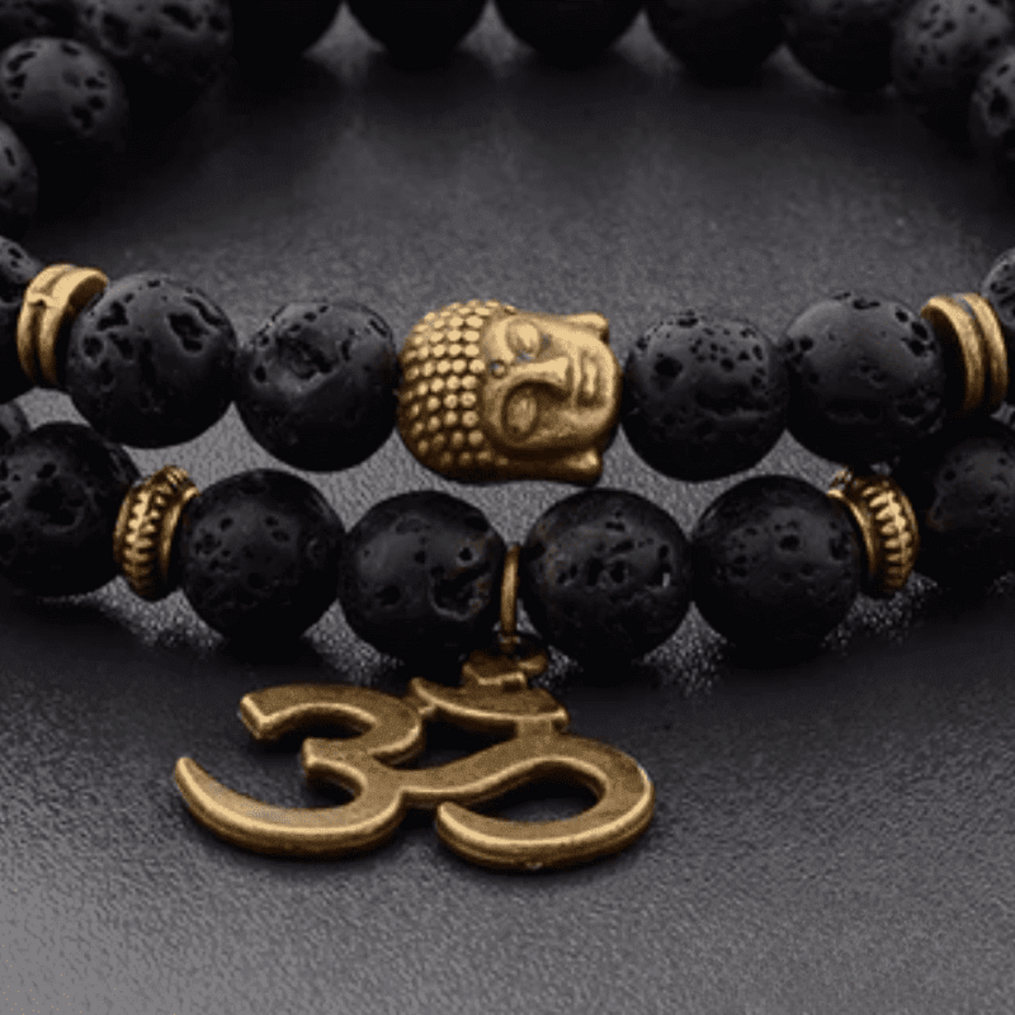 Tibetan double lava stone bracelet