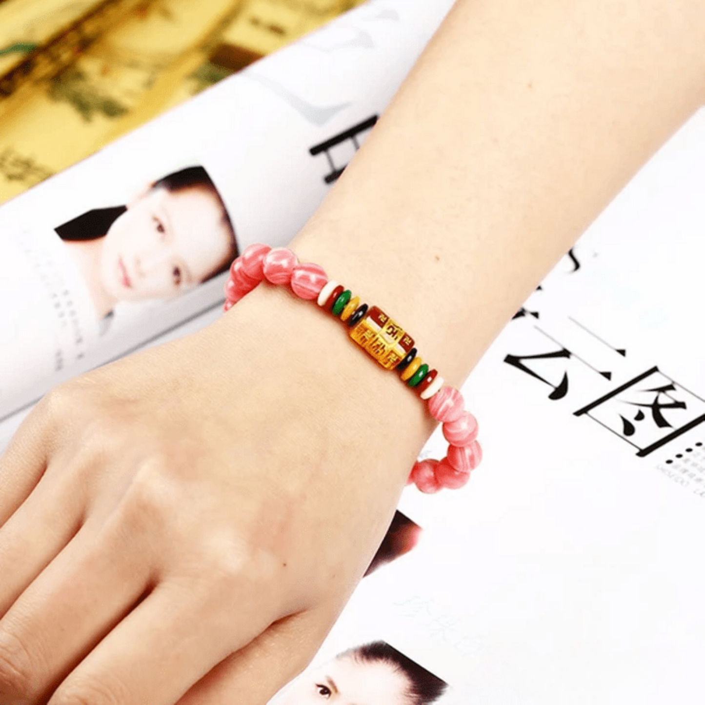 Tibetan Bracelet in Rhodochrosite