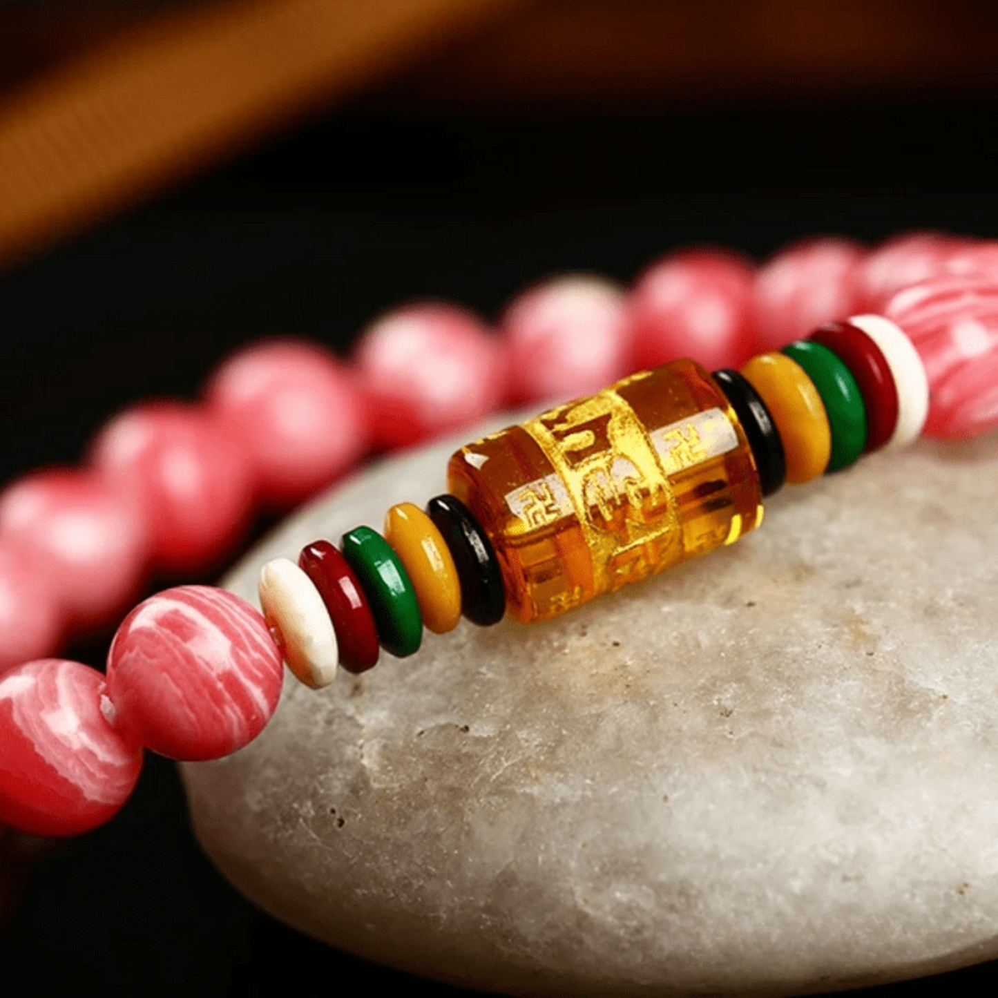 Tibetan Bracelet in Rhodochrosite