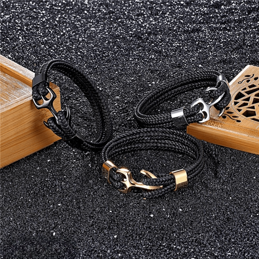 Leather anchor bracelet
