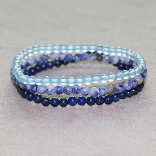 Celestite, lapis lazuli and sodalite bracelets