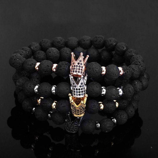 Crown lava stone bracelet