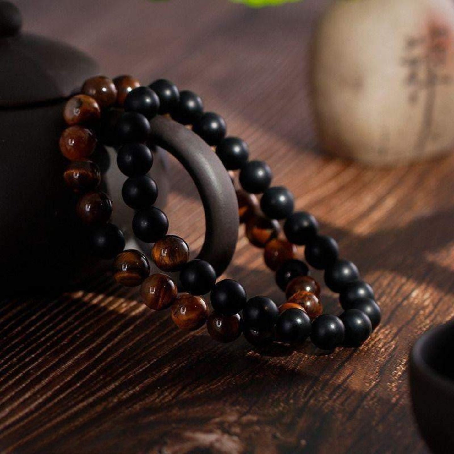 “Rome” Couple Distance Bracelets in Natural Tiger Eye